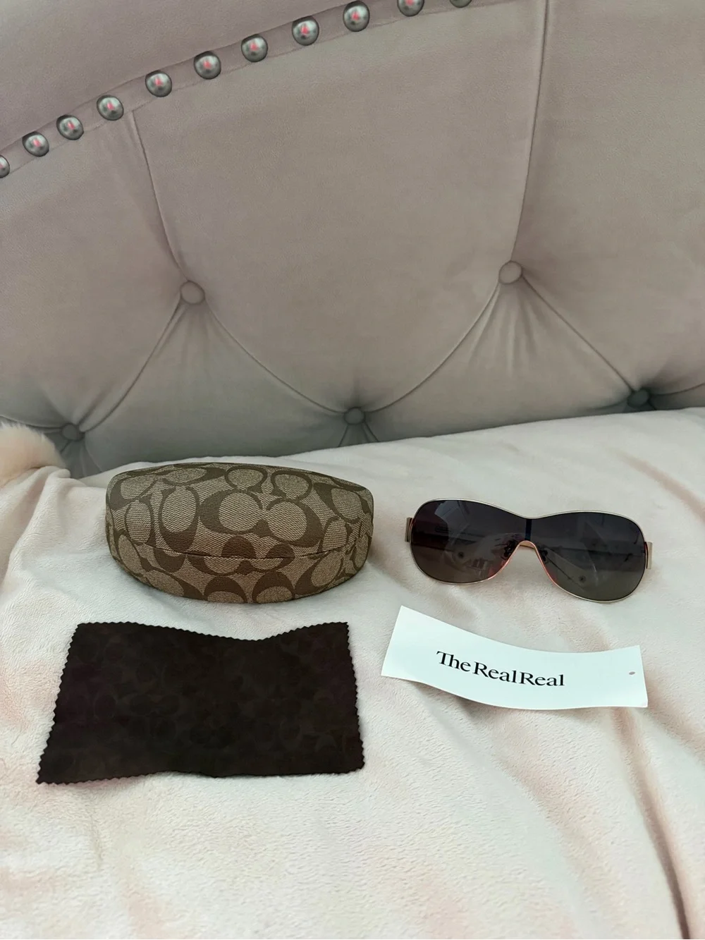Vintage Coach Women's Logo Sunglasses with Signature Case